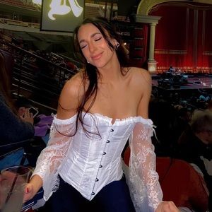 White Long Sleeve Corset Top